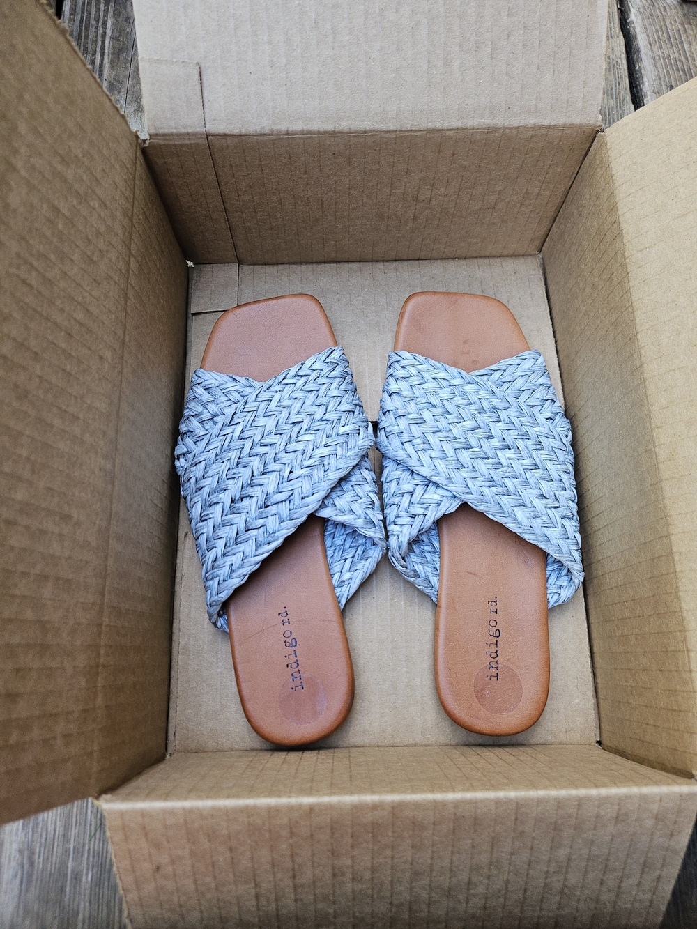Indigo Rd  Braided Slide Sandal in Light Blue and Tan Size 7.5 New